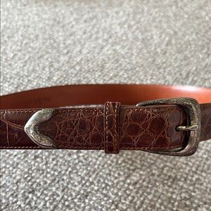 Women’s Polo Ralph LaurenBrown Croc-Embossed Leather Belt